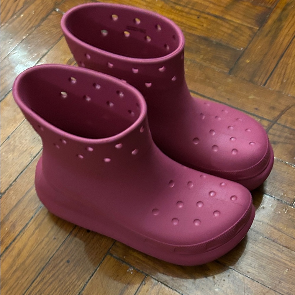 CROCS Pink Rain & Snow Boots with Perforated Design